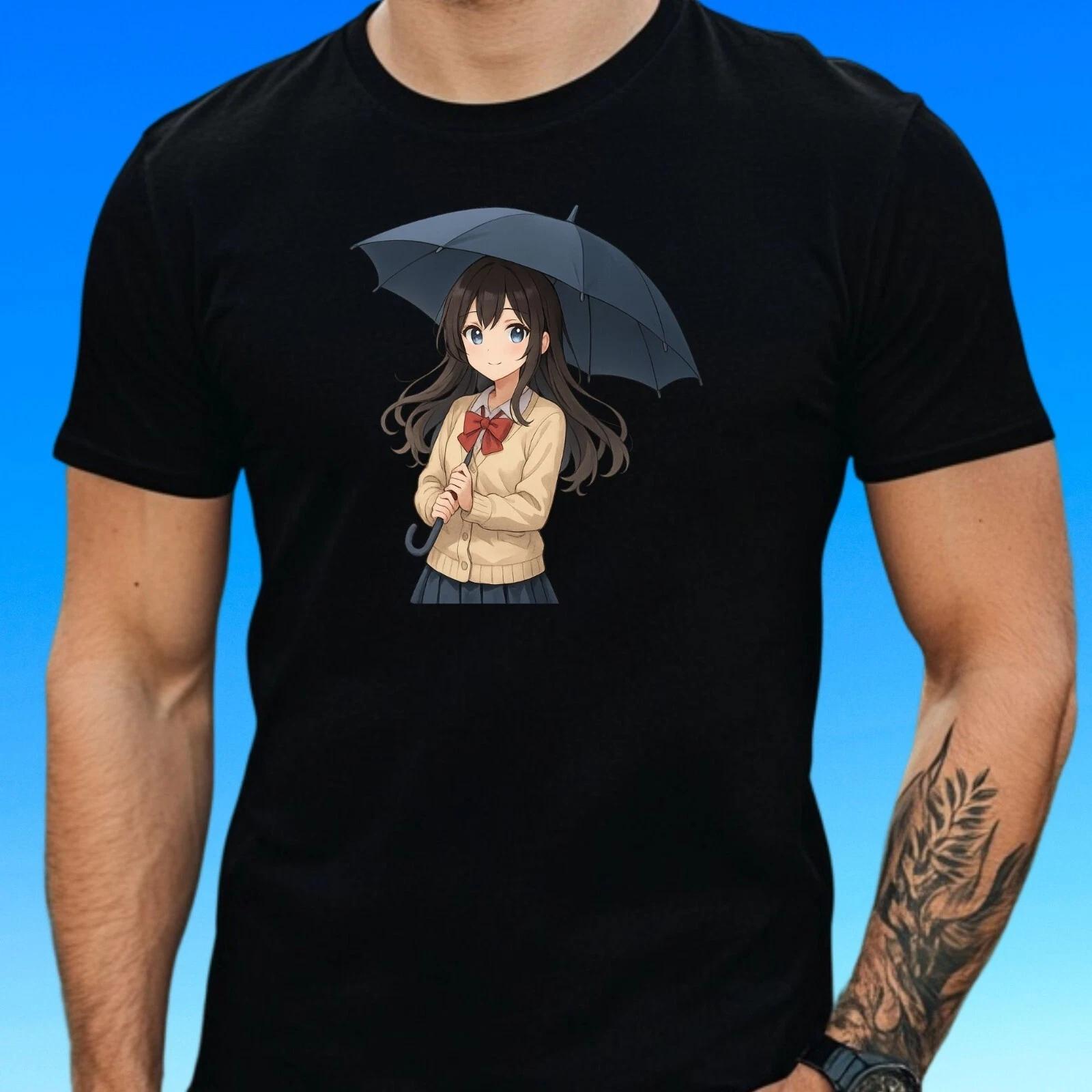 T-Shirt Herren Anime Regenschirm Mädchen Motiv Baumwolle Größe S bis 5XL XXXXL