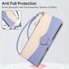 iPhone 17 Color Block Wallet Case: Drop-Proof Leather with Lanyard & Card Slots