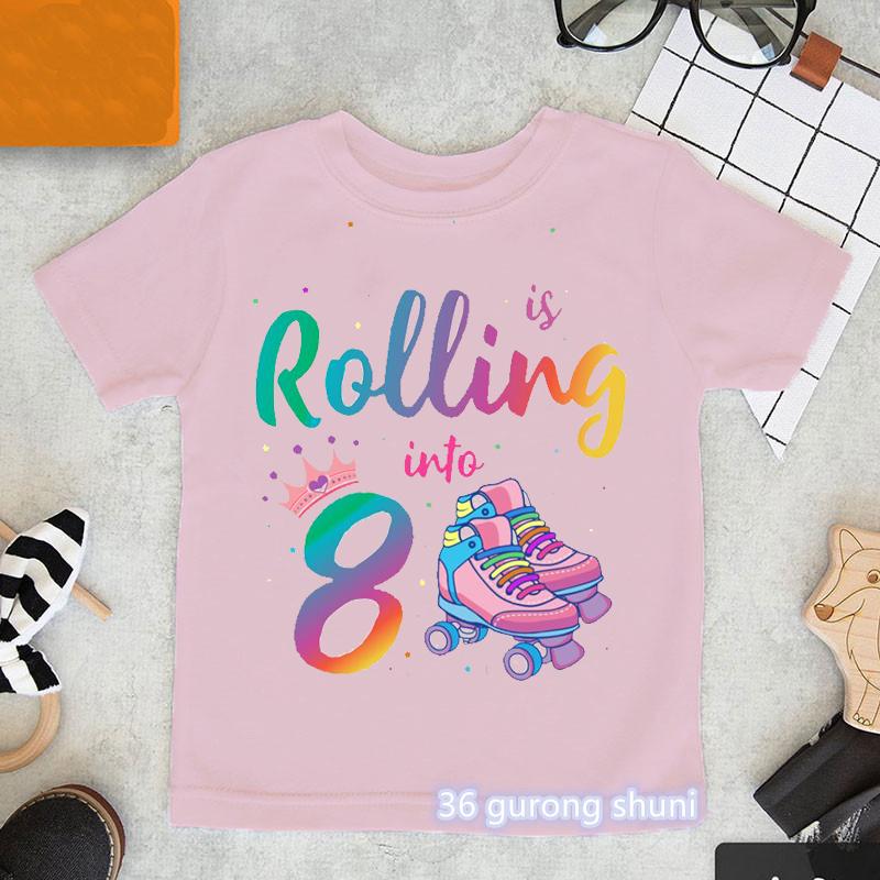 Newly Boys T Shirt Funny Skates Graphic Print 6th Birthday Gift Costume Fashion Hip Hop Girls TShirt Boys Girls Universal Tops