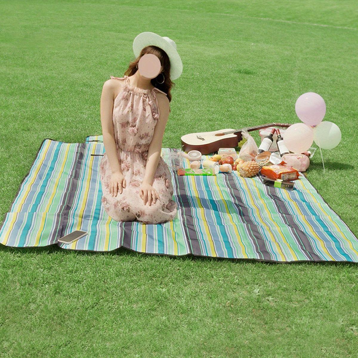 

Водонепроницаемый пляжный плед для пикника, моющийся и легкий, подходит для пеших прогулок, активного отдыха, кемпинга и парков. синий