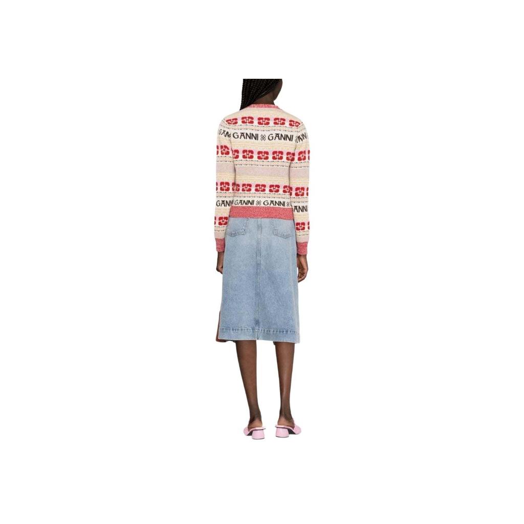Ganni Løs V-hals Knap Langærmet Strikket Sweater Dame sweater Lyserød K1959999