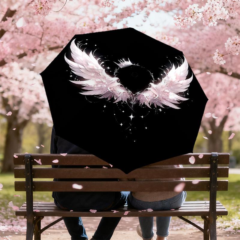 1pc Wings Crown Automatic Open/Close Umbrella Compact Folding Umbrella with 8-Rib Shaft for Women/Men, Portable Travel Umbrella,1169S