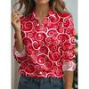 Autumn 2026 Ink Painting Print Blouse Ladies Long Sleeve Gradient Button Laple Loose Shirts Tops Casual Elegant Women's Clothing