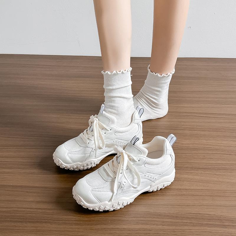 

Leather~ inner height increase small ballet training shoes women s 2025 new mesh breathable sports thick-soled Forrest Gump shoes 34 белый