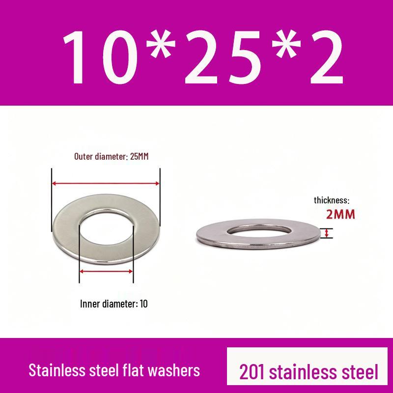 201 Stainless Steel Rust-proof Flat Washer - National Standard Hardware Fasteners with Complete Specifications, In Stock.