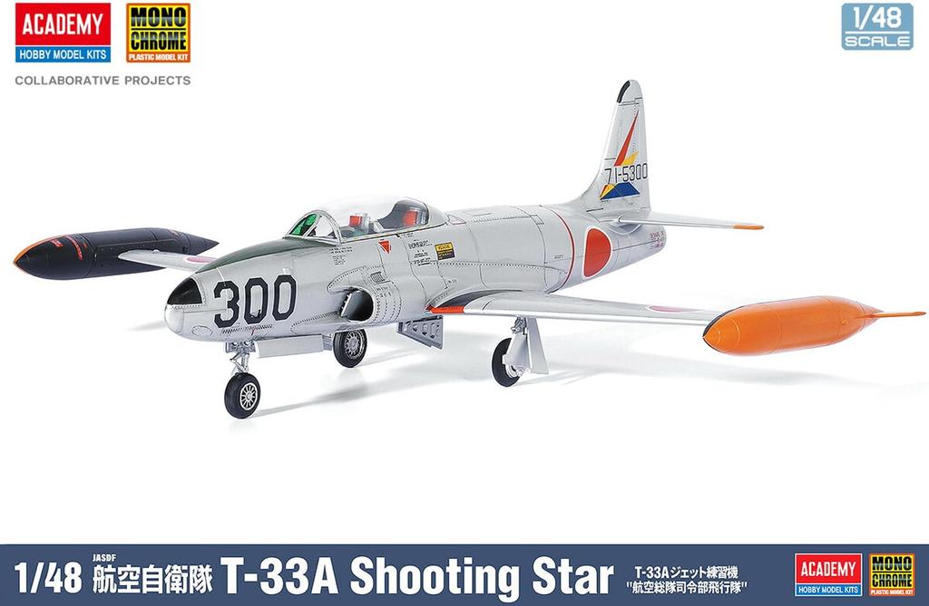 Monochrome Japan Air Force Jet Trainer Air Defense Command Headquarters Squadron Plastic Model Kit MCT507 1/48 Self-Defense T-33A Aircraft,
