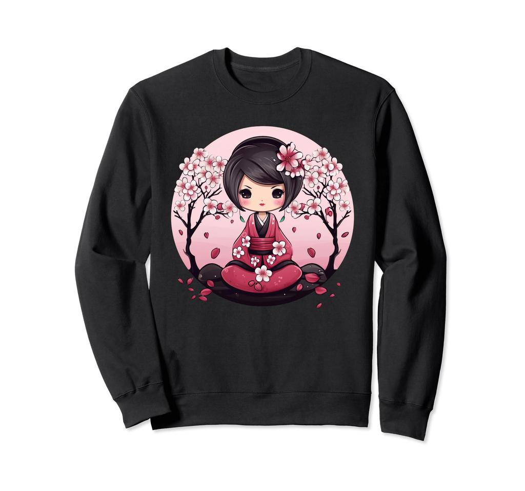 Cute cherry blossom kokeshi doll I Kokeshi sweatshirt