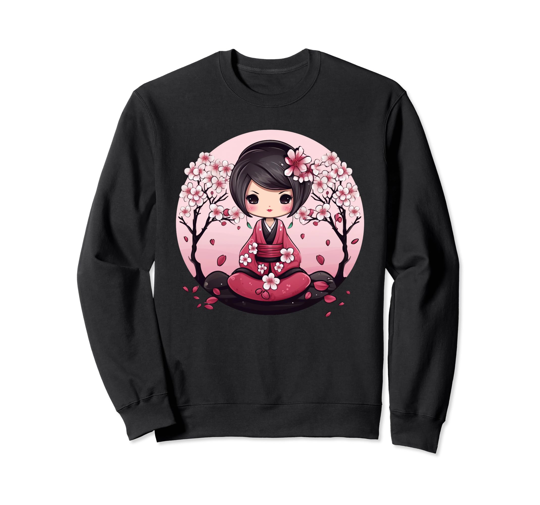 Cute cherry blossom kokeshi doll I Kokeshi sweatshirt чёрный