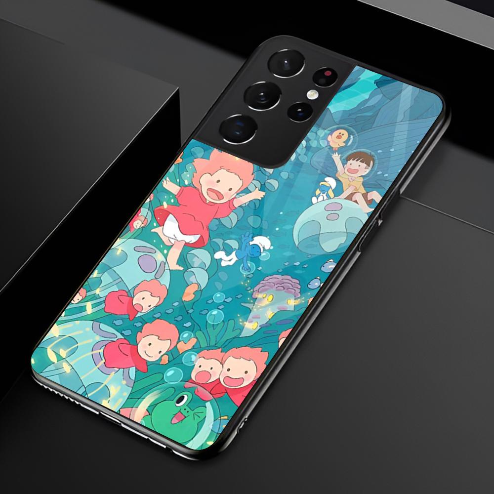 

Cartoon P-Ponyo Phone Case For Samsung S25 S24 Ultra 23 Fe 22 Plus Galaxy A54 A55 A16 A13 A24 A15 A25 Glass Cover Samsung A535g