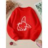 Kids Sweatshirt - White Bunny Outline On Black Background Machine Washable, Spring And Autumn, Sportswear And Casual Wear, Soft And Comfortable