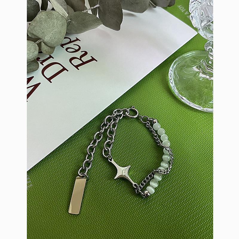 Starburst Adjustable Bracelet With Cat Eye Stone Beads For Street Fashion Men Women