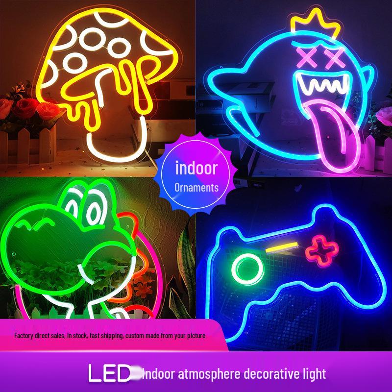 Creative Cross LED Neon Light for E-sports & Bedroom Decoration - Wall Hanging Sign for Bar & Room Atmosphere
