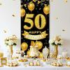 50th Birthday Decorations for Men & Women – Happy 50th Birthday Banner Backdrop, Fabric Yard Sign, Table Cloth, Photo Booth Props for Indoor