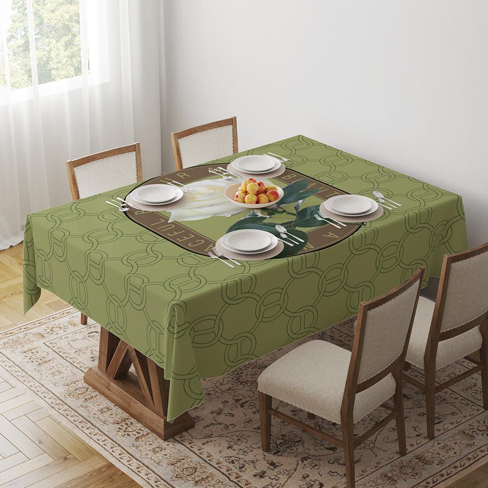 Green Tablecloth Geometric Light Luxury Dining Table Coffee Table Desk Decorative Tablecloth Tablecloth Outdoor Picnic Towel