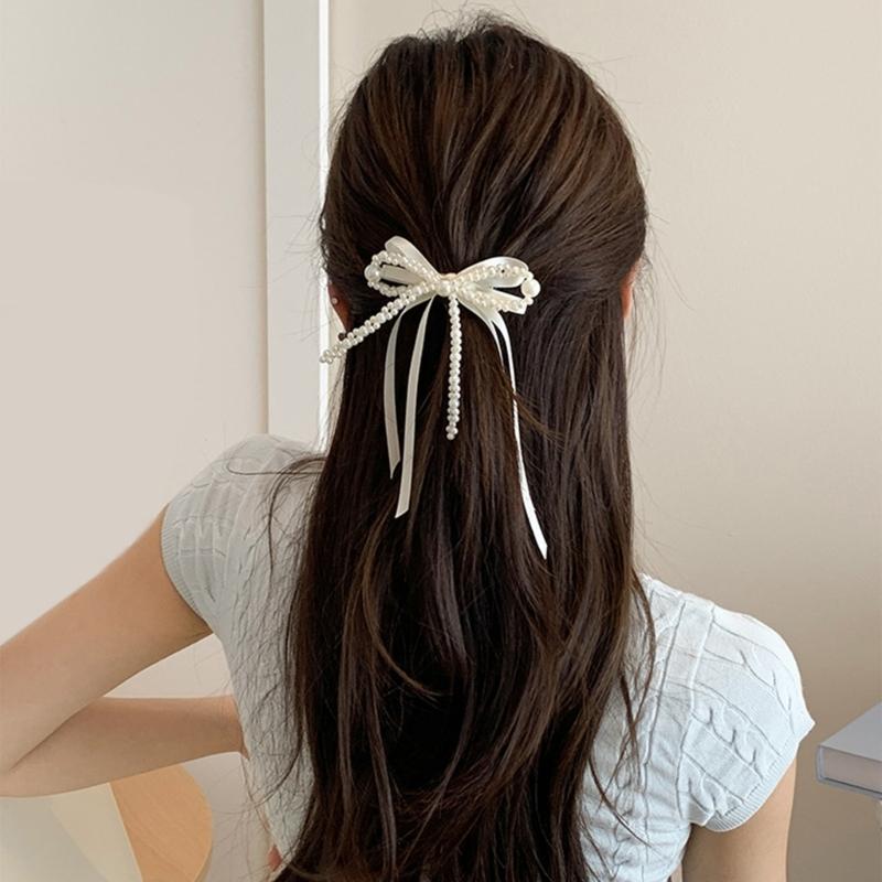 Elegante Perlen Schleifen Haarspange für Damen Kopfschmuck Mode Haarnadel Haarteile Accessoire Geeignet für verschiedene Anlässe