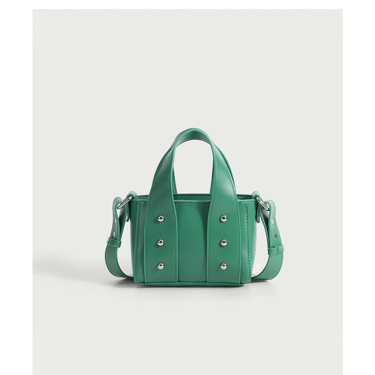 

Модные новые сумки через плечо из искусственной кожи для женщин, повседневные сумки-ведра для поездок на работу, мини-сумки с заклепками и ручкой сверху, сумки