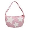 Women Canvas Messenger Bag Versatile Y2k Hobo Bag Adjustable Strap Crossbody Sling Bag Pentagram Satchel Bag Student Book Bag