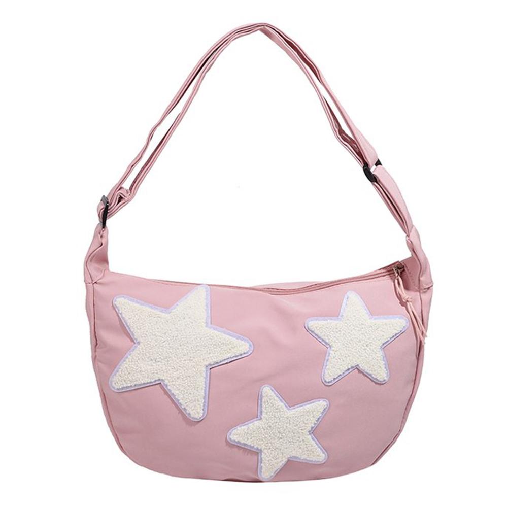 Women Canvas Messenger Bag Versatile Y2k Hobo Bag Adjustable Strap Crossbody Sling Bag Pentagram Satchel Bag Student Book Bag