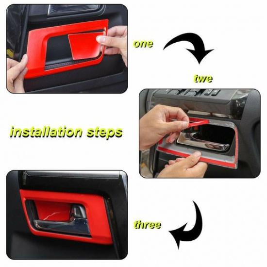 Red Door Handle Bowl Decoration Cover Frame Trim For 4Runner 2010+ Accessories