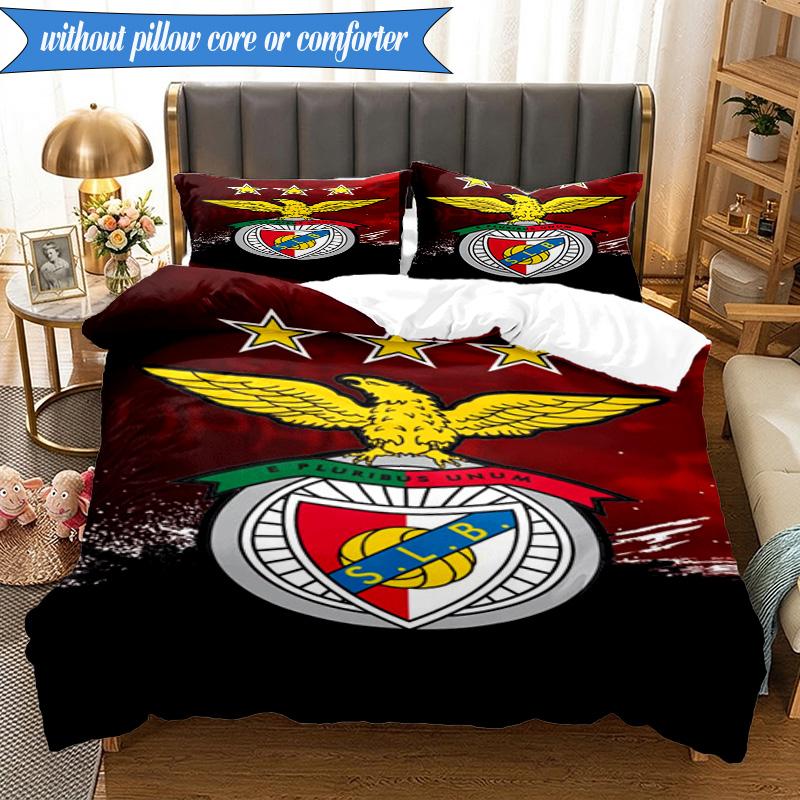 3PCS Benfica Football Club Printed Soft Bedding Set,Including 1pc Duvet Cover And 2pcs Pillowcases Perfect for Bedroom, Dormitory, Fan gift