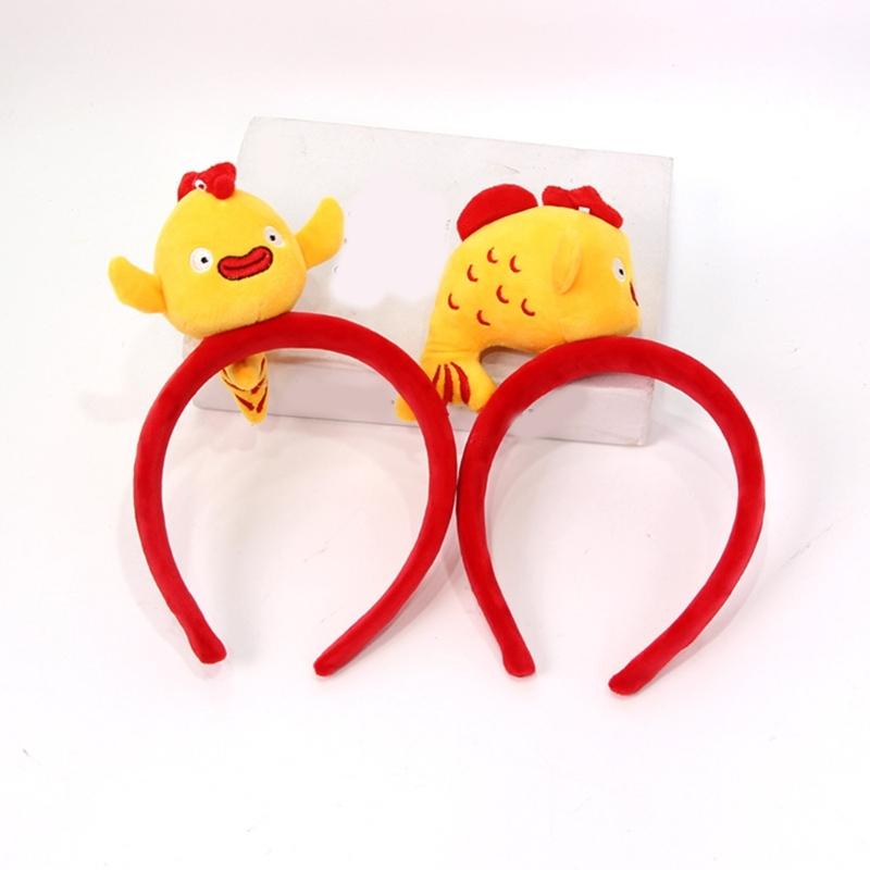 Cute Carp Design Hairband Soft Plush Elastic Headbands Hair Ornament For Kids Girls Women Daily Use Party Accessories
