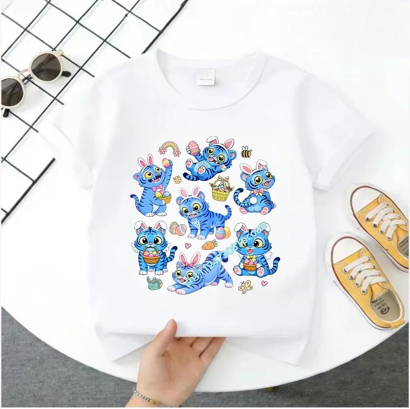 Summer Short-sleeved Cute Style Series K-pop Demon Hunters Children's Polyester T-shirt for Girls, Cute Sports Shirt for Girls