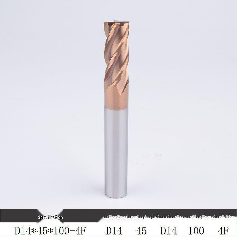 55° Tungsten Steel 4-Flute End Mill, Hard Alloy Coated, CNC Flat Bottom Tool