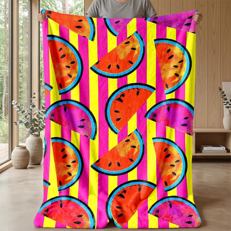 Watermelon Love Capybara Theme Blanket Lightweight Warm Flannel Blanket Decorative Throw Blanket for Home Decoration