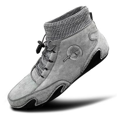 Men's Leather Casual Shoes 2024 Waterproof Lightweight High Top Sneakers Boots Non Slip Winter Shoes Men Loafers Walking Shoes