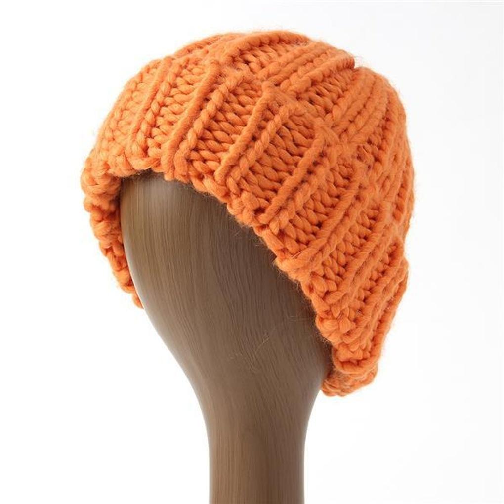 MI Twisted Knit Beanie (Orange)