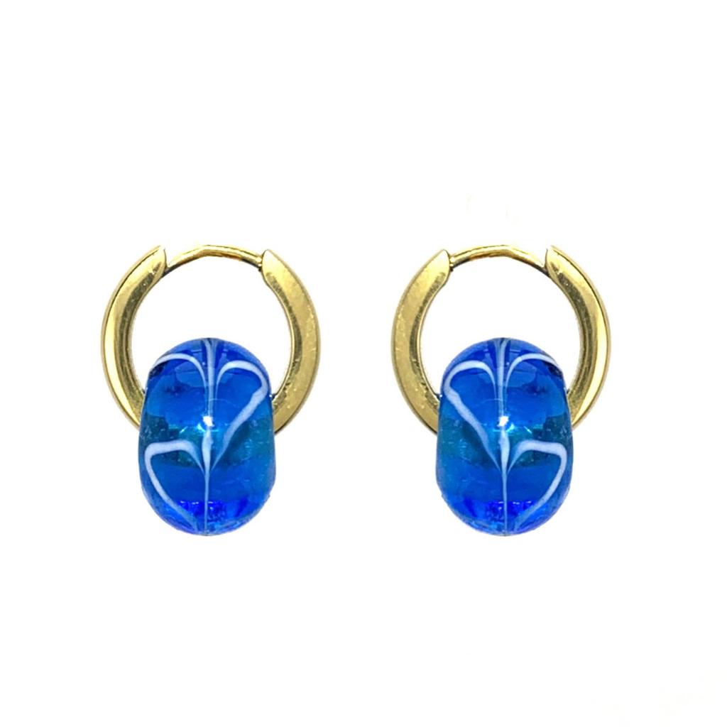 Titanstål Retro Färg Glas Öronspänne Nisch Design Örhängen High-end Ear Ring Örhängen Dam