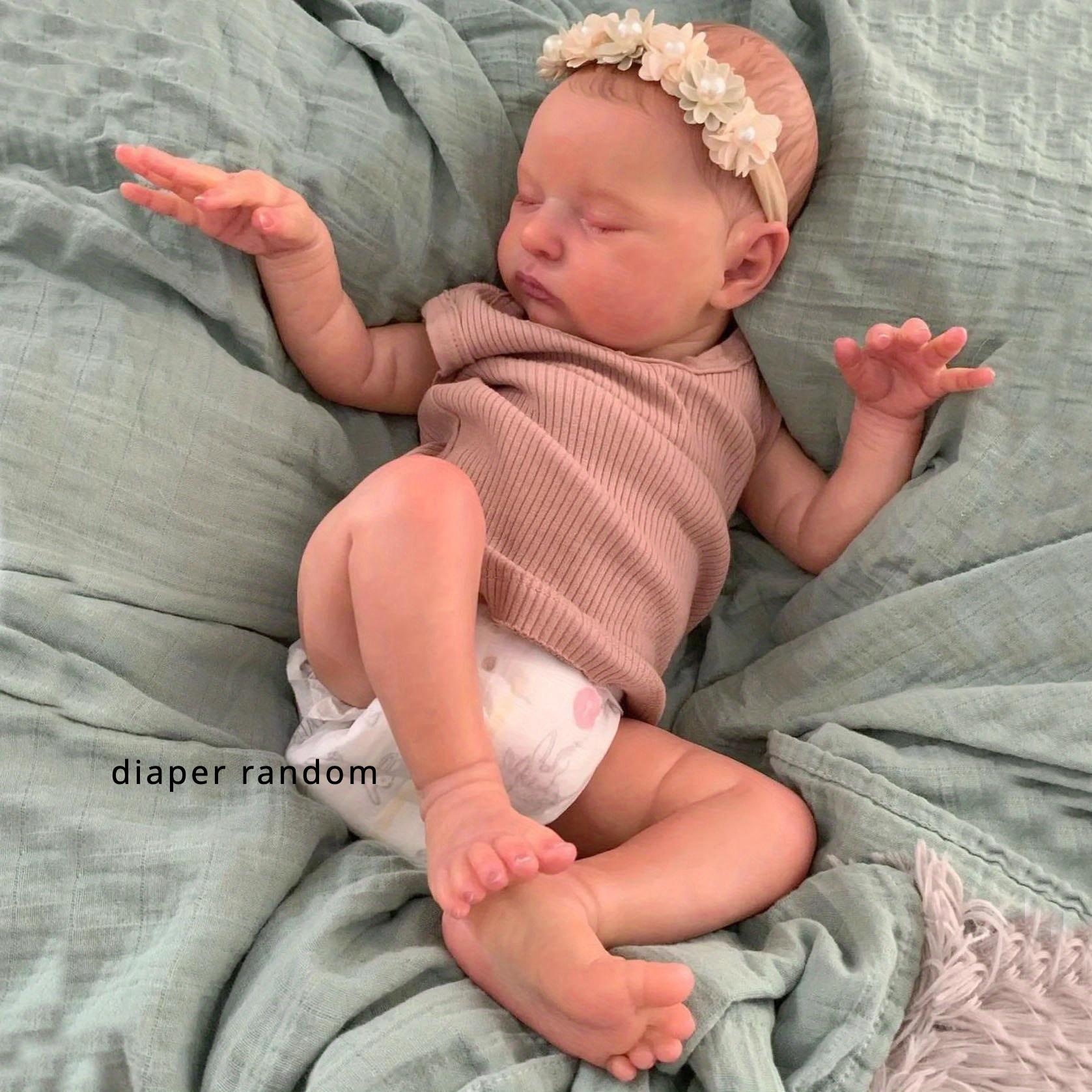 

BZDOLL 20inch 50cm Like Real Soft Vinyl Asleep Reborn Baby Doll Toy with 3D Skin with Visible Veins Cloth Body Girl Kid Birthday Gift cloth body doll