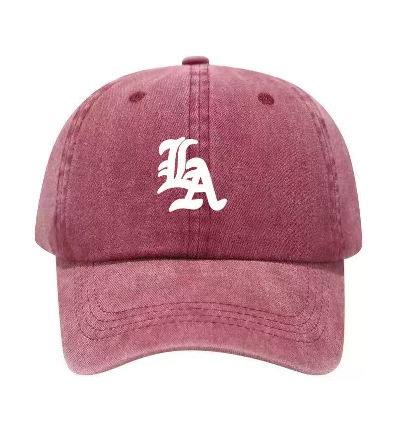 Los Angeles Printed Washed Cotton Adjustable Baseball Cap Classic Snapback Dad Hat Breathable Hat Golf Fishing Outdoor Sun Cap