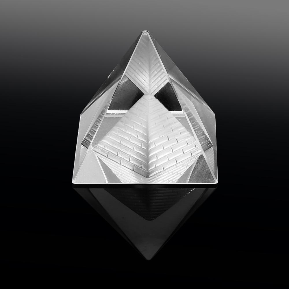 Clear Crystal Pyramid Figurine Crystal Pyramid Paperweight Pyramid Ornament Home Decoration