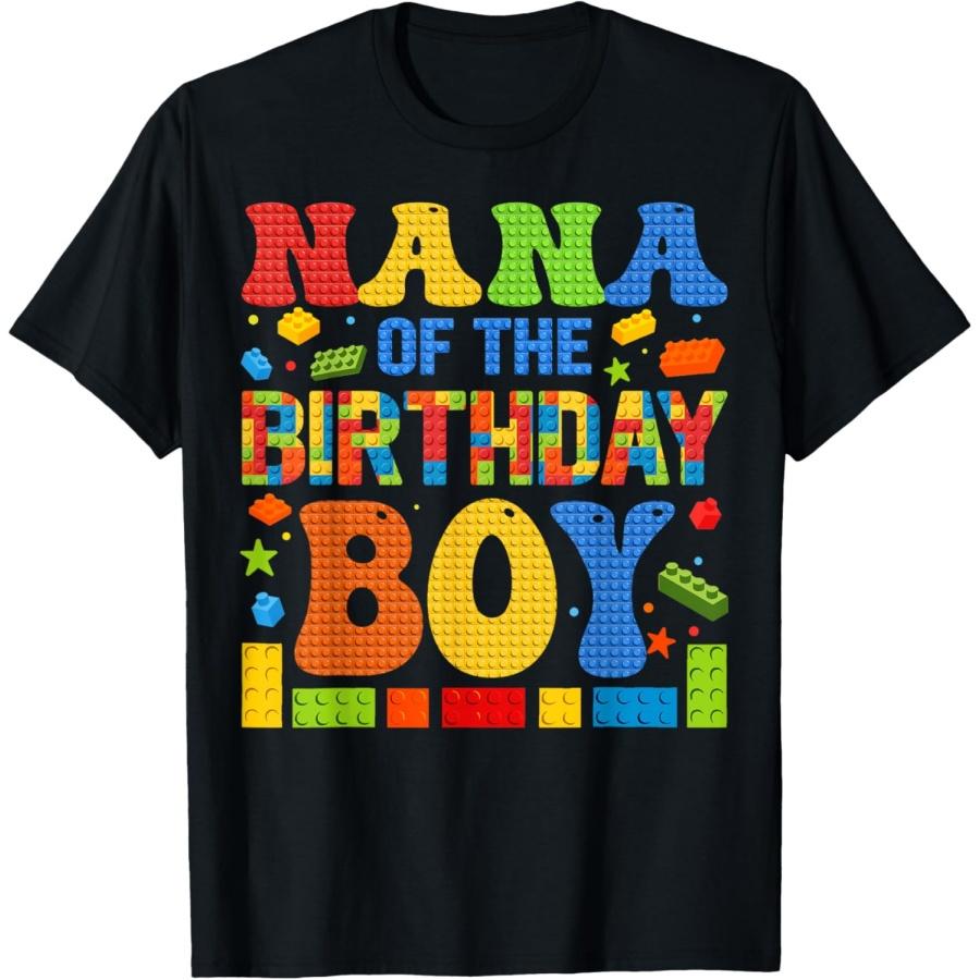 Nana Of The Birthday Boy Building Block Birthday Party T-Shirt S