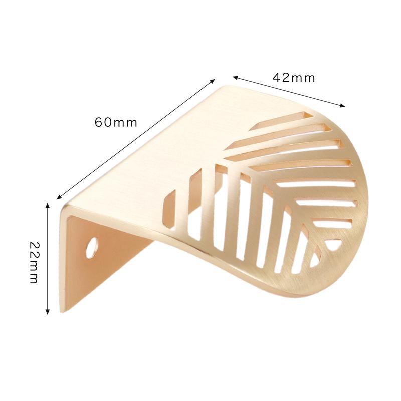 Úchytka ve tvaru listu, zlaté kartáčované duté úchytky, úchytka pro skříňky, zinková slitina 40mm/96mm, zlatá zásuvka se šrouby