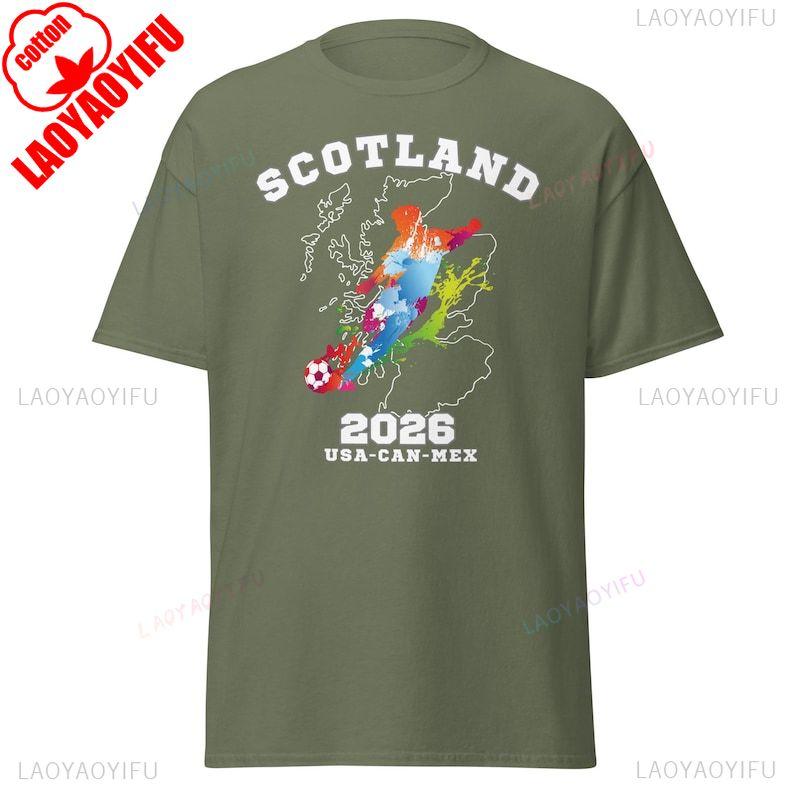 Scotland Football Shirt Scotland 2026 Graphic T Shirts Scotland Flag Vintage T Shirt Streetwear Cottron Short Sleeve Fan Gift