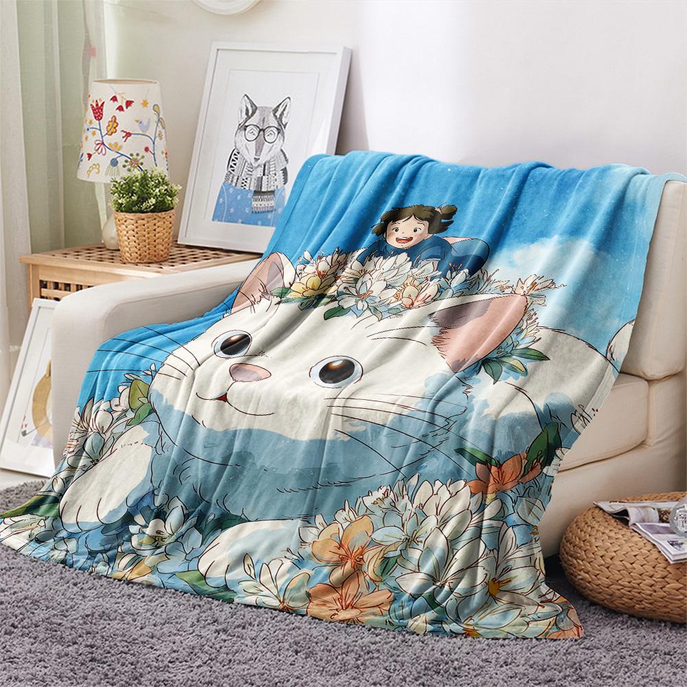 Cats Print Flannel Blanket, High quality Comfortable for All Seasons, Home Decor, Warmth and Comfort