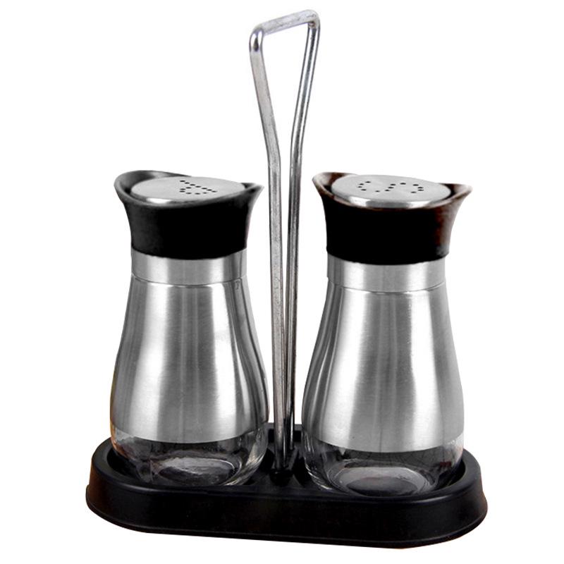 Stainless Steel & Glass Spice Jar Set - Modern Salt & Pepper Shakers