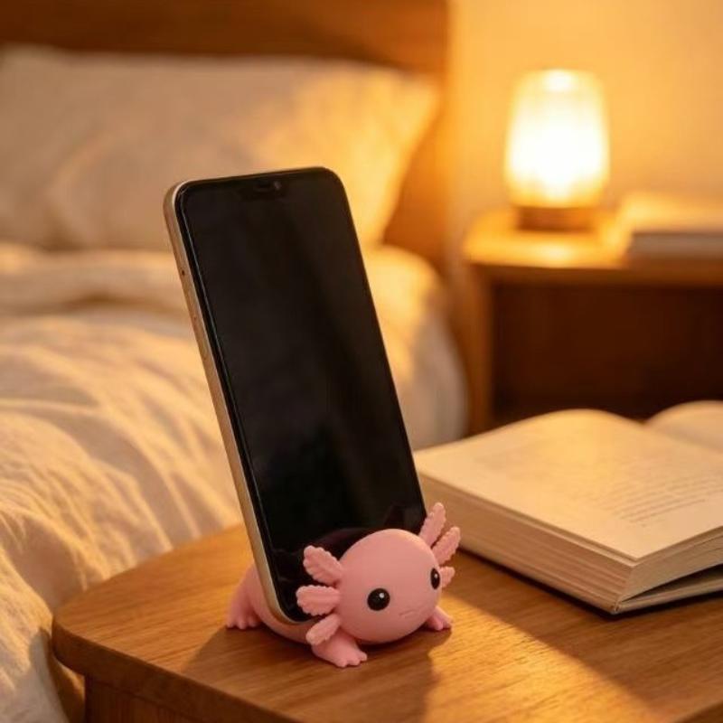 Cute Pink Axolotl Phone Stand With Stable Support Adorable Look For Desk Video Watching Daily Use