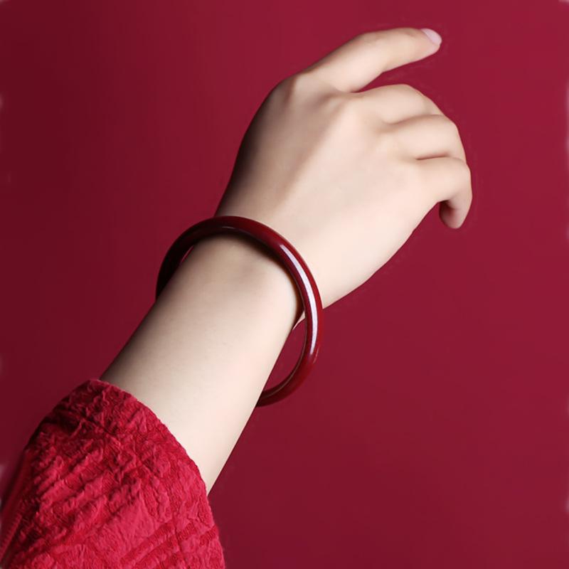 Fresh Sweet Cute Beautiful Retro Round Strip Thick Glass Anti Jade Ice Penetrating Texture Bangle Bracelet Accessories Jewelry