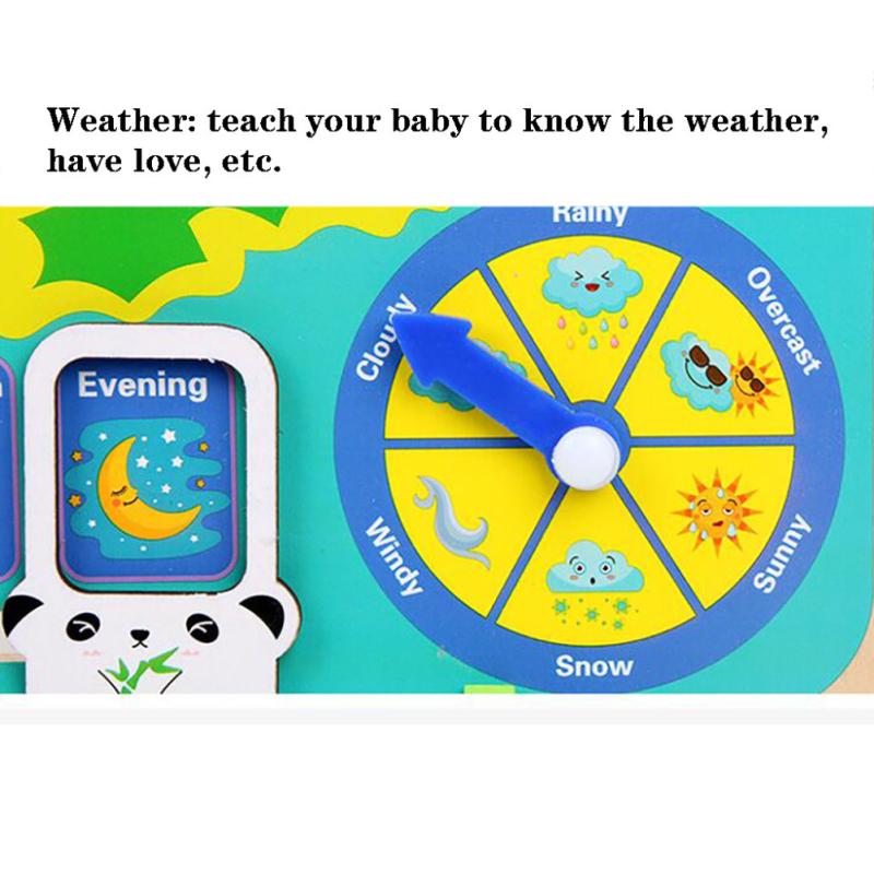 Wooden Cartoon Calendar Clock Time Cognitive Matching Kids Boys Girls Early LearningToys