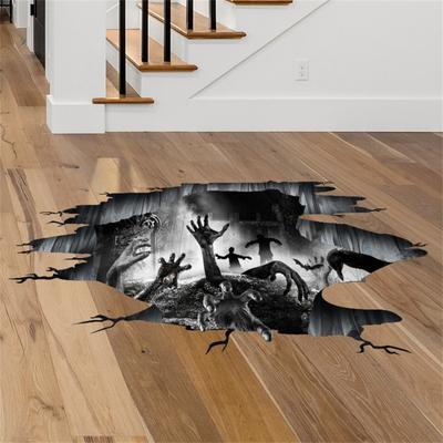 2 sztuk pcv 3d Halloween naklejki ścienne straszne ręcznie naklejki ścienne plakaty ścienne do wystroju salonu