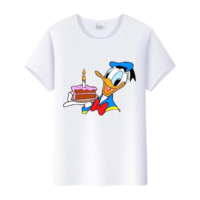 Kawaii Donald Duck Plus Size Tee Ladies Graphic Clothes Summer Women Short Sleeve T-shirt Disney Cartoon Men Tshirt Female Tops