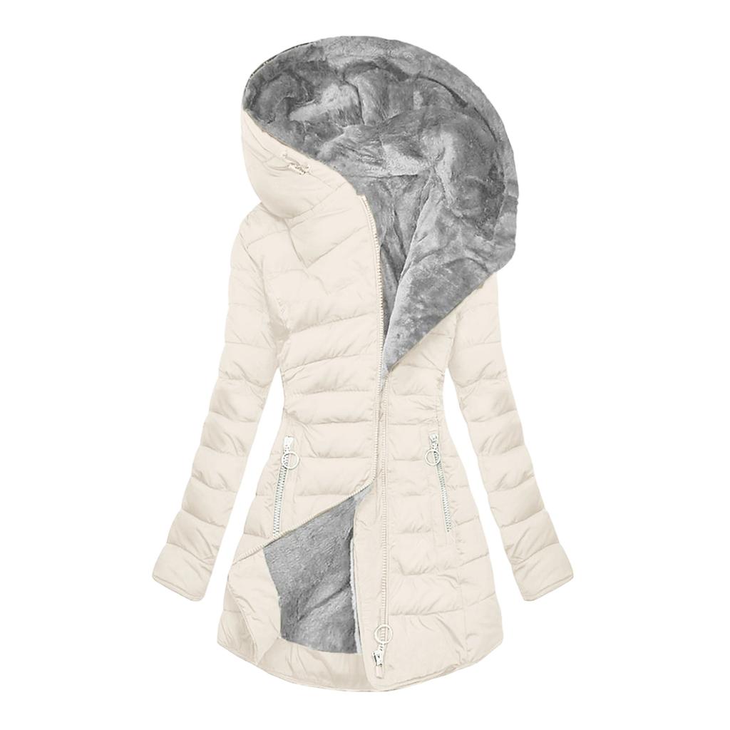 Vinterkåpe Dame Varm Jakke Lang Elegant Dame Langermet Vinterkåpe Med Lomme