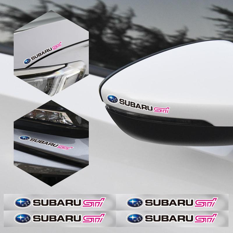 1Set/4Pcs Car Emblem Stickers Rearview Mirror Wiper Decals Accessories For Subaru STI Forester Impreza Legacy Outback XV BRZ WRX bb1