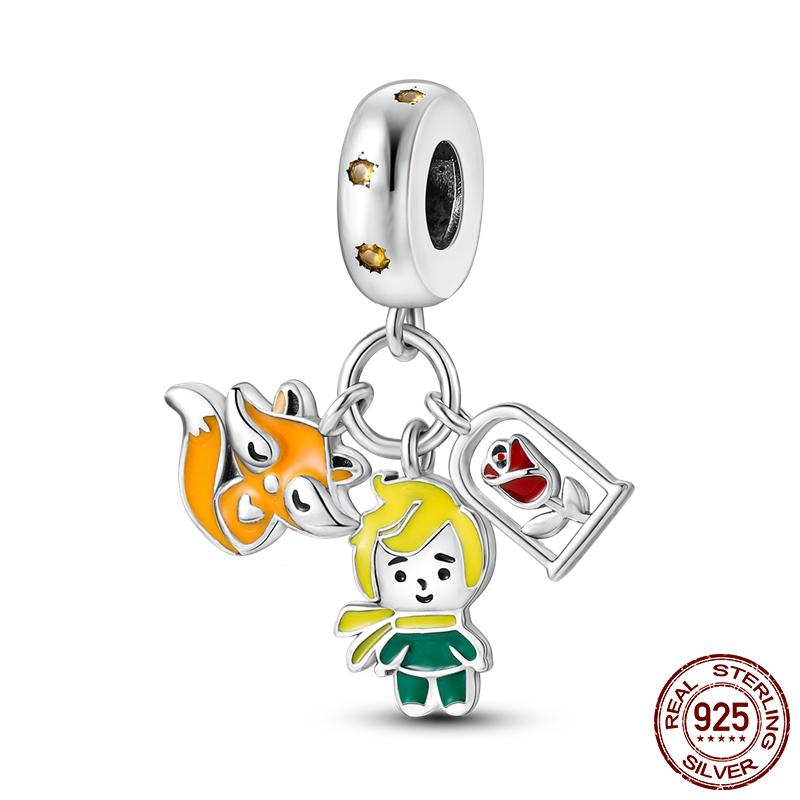 Boy And Girl Charms Enamel Prince Moon Girl Charm Beads Fit Original Bracelet Diy Copper Jewellery Gift