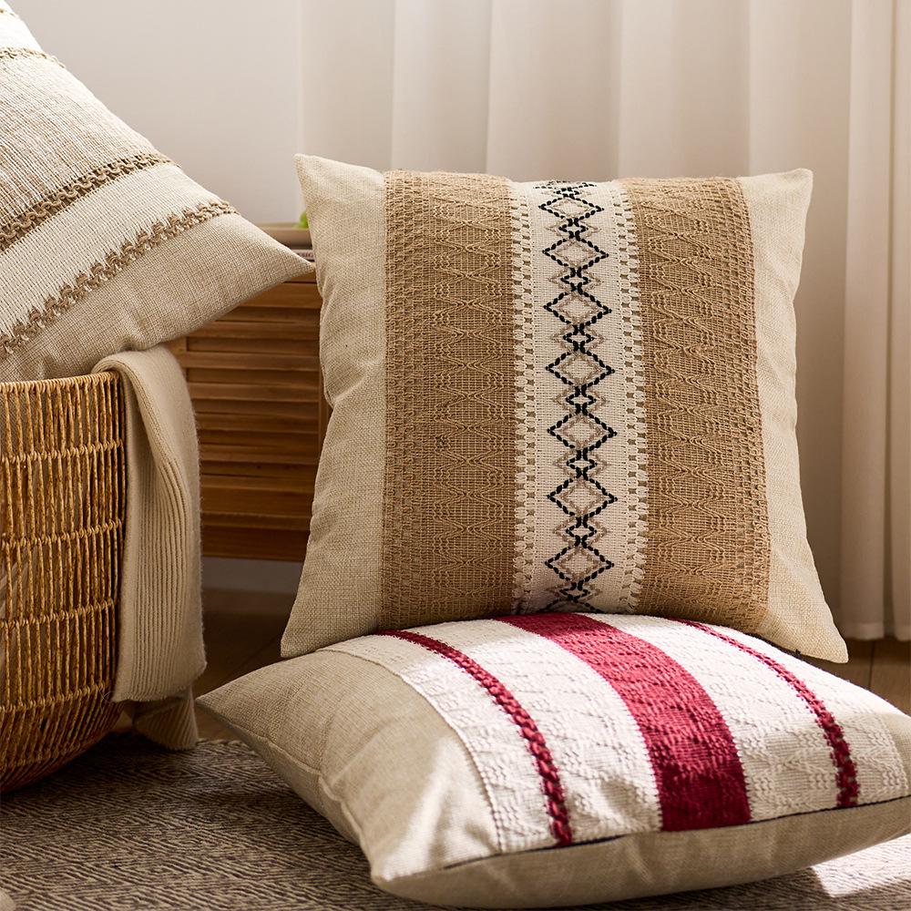 Cotton and Linen Wind Pillow Cover Bohemian Rural Farmhouse Decorative Cushion Living Room Pillow Bedside Back Sofa Pillow