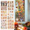 Removable Maple Leaf Decals 9 Sheets Fall Woodland Animals Window Clings, Autumn Pumpkin Scene Layout Supplies Squirrel Fox Rabbit Glass Sticker, Anti