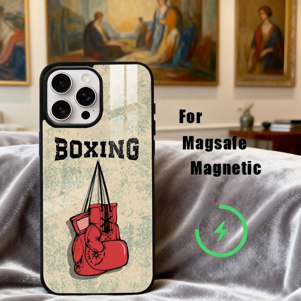 Boxing Gloves Phone Case For iPhone17,16,15,14,13,12,11 Plus,Pro Max Magnetic For Magsafe Wireless Charging